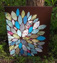 20 ways to Mod Podge a canvas - including this paper pieced flower