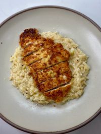 Orzo al Limone with Crispy Parmesan Chicken - Carol Bee Cooks