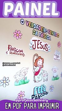 ⭐ Lançamento 🌟 Painel Páscoa (religioso) Contém: ❣️letreiro 🌸Flores 🐑 Ovelhas ❣️Grama ❣️2 modelos de cartão 🙏🏽 Jesus *Chega no e-mail* (Tamanho total 1,06 x1,1