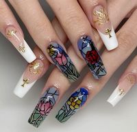 Stained glass rose nails