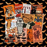 "Vintage Halloween Stickers! Transport yourself back to the golden era of Halloween with these delightful and nostalgic designs. Whether you're a collector, a Halloween enthusiast, or simply looking to add a touch of vintage charm to your crafts, these stickers are sure to bewitch and delight you. Sticker Details: ♡ 13 Stickers included. ♡ Available in paper and glossy vinyl. Paper: Has a light gloss finish. Permanent adhesive on the back. Recommended for paper crafts. Not waterproof. Vinyl: Hig