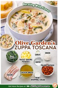 Warm up on a cold day with a bowl of Olive Garden Zuppa Toscana Soup. This copycat recipe will hit the spot on a cold winter’s day. The soup is bursting with flavor and super simple to make.