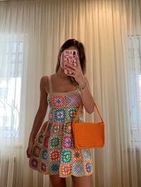 Glowbysely/ Kelly Dress/ Crochet Granny Square Dress/colorful - Etsy