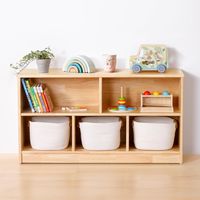 PRICES MAY VARY. LARGE STORAGE SPACE - Wood montessori shelf is designed with 5 storage compartments of 2 sizes that are spacious for storing kid's cartoon books, toys, school supplies and storage boxes. The top of the shelf can also be used as storage space. Toy storage cabinets can make a messy room tidy and orderly, help children develop good habits. MULTI SCENARIO - Not only can it be used as a bookshelf or storage shelf in the children's room, playroom, bedroom, and livingroom of the home,