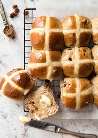 Easy Hot Cross Buns Recipe - perfectly spiced, fluffy and moist, with a no knead, no stand mixer option! www.reciptineats.com