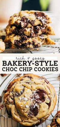 These are the BEST bakery style chocolate chip cookies you can make at home! They're just as rich and flavorful as a cookie you'd buy at a bakery - using quality ingredients that easily elevate this cookie recipe. By making them large 6 oz cookies, you get that golden crust with a soft and doughy center - just like a bakery cookie! #bakerystylecookies #levainbakery #chocolatechipcookies #butternutbakery | butternutbakeryblog.com