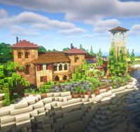 A cozy italian coastal town in tuscany vibe! along with some wheatfields, small oliveorchard and vineyard! All build in survival minecraft Download available on my Patreon! https://www.patreon.com/HoefMC