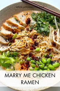 This is my Marry Me Chicken Ramen and you are going to want to give this a go because it’s the ultimate comfort food! It’s all cooked in one pan, so there’s minimal washing up, and it might just make someone want to marry you because it is so incredibly delicious.