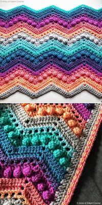 Fun Bobble Stitch Ideas. What can I say? I looooove this colorway! It’s rich and evokes the most beautiful lake sunset vibes. Bobble stitch creates lovely detailing on this otherwise simple blanket and goes perfectly well with basic stitches.   #bobblestitch #crochetpattern