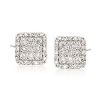 Diamond Square-Shaped Stud Earrings in Sterling Silver, .50 ct. t.w.