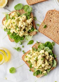 The BEST egg salad recipe! This easy egg salad is bright, fresh, creamy, and tangy, made with mayo, mustard, and lots of fresh herbs. A perfect lunch!