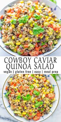 This Cowboy Caviar Quinoa Salad is naturally vegan, gluten free, and so satisfying. It has all the flavors you’ll love and is super easy to make for dinner, lunch, meal prep and so much more. Enjoy and try it now You’ll know how easy it can be.#vegan #glutenfree #dairyfree #vegetarian #cowboycaviar #quinoasalad #dinner #lunch #mealprep #worklunchideas #contentednesscooking #healthymeals #newyearhealthyeating #potluckideas #partyfood