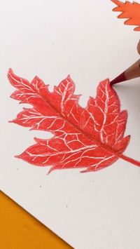 Tuto / leaf / maple leaf / nature / I draw / How to draw / Drawing technique / Pastel / artroom