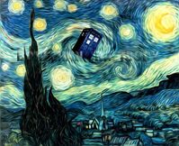 doctor who | Tardis Night I love this. My favorite painting by my favorite artist with my favorite time machine.