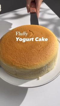 A delicious, light and fluffy version of Japanese Cheesecake.  Fluffy Cheesecake - Japanese Cheesecake with yoghurt.   • 15cm springform cake tin  • 3 egg yolks  • 30g cooking oil  • A pinch of salt  • 210g unsweetened yogurt  • 2g vanilla  • 35g cake flour  • 15g cornstarch  • 3 egg whites  • 5g lemon juice  • 65g sugar  Method:  • Mix yolks, cooking oil, salt, yogurt, vanilla, cake flour, and cornstarch in a separate bowl.   • Beat egg whites with lemon juice and sugar.  • Gently fold in egg white mixture.   • Bake in a water bath in the oven for 40-45 minutes at 150°C. Do not open the oven door during the baking process as this causes the cake to deflate.  Recipe by Vy Khue