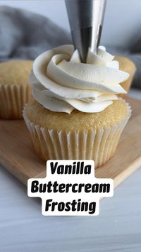 The BEST vanilla buttercream frosting recipe! Smooth, creamy, not too sweet! Perfect for cakes and cupcakes!  Find the full recipe and instructions at:  • https://cakemehometonight.com/vanilla-american-buttercream/  Follow @cakemehometonight for easy and delicious dessert recipes!