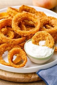 Crispy Thick Cut Keto Onion Rings with Homemade Ranch Dressing - Keto Pots