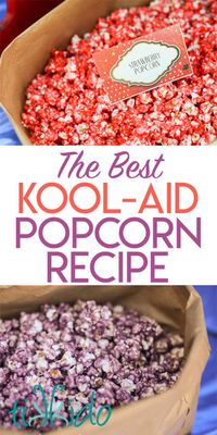 Recipe for making the BEST colored popcorn using Kool-aid. Itt's like a fruit flavored version of caramel corn.