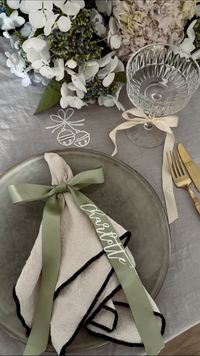 Elevate your special moments with our Beautiful Personalised Satin Ribbons! 🎀 Perfect for adding a unique touch to your Christmas tree, festive table, wedding day, baby shower, or any special event. Versatile and custom-made just for you, they can be tied delicately into a bow creating the pefect touch to any place setting creating lasting memories.