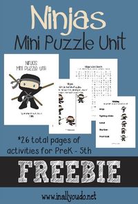 This 26-page Ninja Mini Puzzle Unit includes crosswords, word searches, word scrambles, how many words can you