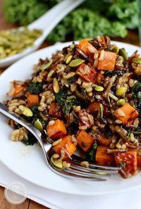 Caramelized Sweet Potato and Kale Fried Wild Rice - Iowa Girl Eats