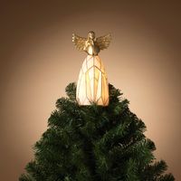 Crown your Christmas tree with the divine beauty of our 11.5 inch Electric Lighted Gold Angel Tree Topper.