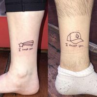 My sister and I got our first tattoos yesterday. Dipper’s hat and Mabel’s star with “I trust you.” In the other person’s handwriting. Couldn’t be happier. : gravityfalls