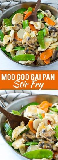 This recipe for moo goo gai pan is a classic dish of chicken and vegetables stir fried with a savory sauce. Plus secret tips on how to make your stir fries taste like they came from a restaurant!