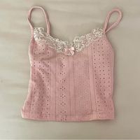 Nwot Light Pink Dainty Cami Top Super Adorable Coquette Top With Lace Bows