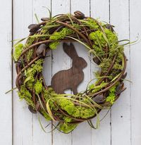 Beautiful Moss Wrapped Wood Bunny Wreath