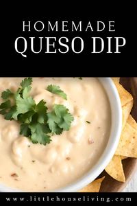 Do you love queso and chips? Enjoy them guilt-free with this Homemade Queso Dip made from scratch with fresh ingredients and no processed products! #homemadequeso #chipsanddip #chipsandqueso #madefromscratch #glutenfree #noprocessedfoods #homemadequesodip