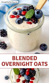 Made with pantry staples, these blended overnight oats are so thick, creamy and smooth! Top this meal prep breakfast with sweet fruit and enjoy your start to the day!