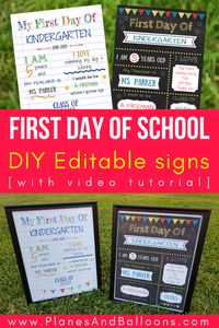 First day of school signs free printable! DIY first day of school signs you can make from the comfort of your home in as little as 15 minutes. Editable first day of school signs for free. #firstdayofschool #backtoschool #firstdayofschoolposter #newschoolyear