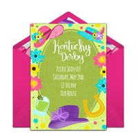 Customize these fun and colorful Kentucky Derby Hats invitations for your Derby watch party!