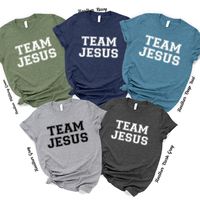 Team Jesus Shirt, Christian Gift Shirt, Faith Religious Shirt, Christian Clothing, Christian Shirts For Women, Catholic Bible Verse Shirt 🌟 Welcome to BLG Design Lab! 🌟 We are a small family business dedicated to crafting custom designs on high-quality t-shirts, sweatshirts, long sleeves, tank tops, V-necks, youth and toddler shirts, babysuits, tote bag and towels. Our goal is to provide you with unique, stylish, and comfortable apparel that you'll love. Why Choose Us? 💎 Premium Quality: We u