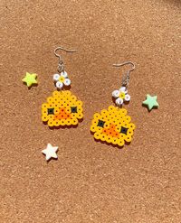 Flower Ducky Duck Duck Earrings Perler Beads Perler Bead - Etsy