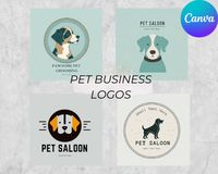 Looking for the perfect logo for your pet related business? Whether you are a dog groomer, dog walker, pet groomer, pet store owner, pet sitter or a pet photographer, your logo is the first thing your customers will see, and it should make a lasting impression. Click to shop a pack of 8 premade logos you can edit on Canva to personalize to be your own. Give your brand a unique touch and stand out among the rest with this simple set!