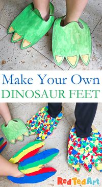 Easy Cardboard Dinosaur Feet - Red Ted Art - Kids Crafts