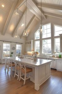 Pendant Lighting Over Kitchen Island With Vaulted Ceiling