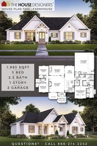 Welcome to this charming farmhouse style home plan featuring 1,993 s.f. Its clean lines and great curb appeal is inviting and warm. As you enter the home you'll step through the foyer into a great room which allows views to the kitchen, dining and rear porch areas.