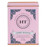 Inspired by an April visit to Tokyo a few years ago, our Cherry Blossom tea combines refreshing, spring-like flavors of blended green teas with the juicy, bright flavors of fragrant cherries. A delicious way to awaken the senses, sip by sip. Tin of 20 sachets. Each sachet brews a 12 oz cup—perfect, if you ask us, for enjoying in the morning breeze. Caffeine content: 30-40 milligrams per sachet