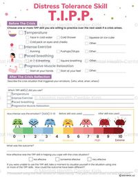 The TIPP acronym stands for Temperature, Intense exercise, Paced breathing, and Progressive muscle relaxation. TIPP is a technique that improves emotional regulation over time as they are consistently practiced when intense emotions arise! Download this DBT TIPP skills worksheet from our website. #DBTTIPP #DBTSkills #DistressTolerance  #EmotionalRegulation