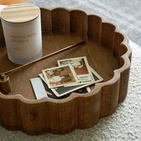 Antiqued Wood Scalloped Tray - Magnolia