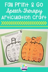 Kids love this fun fall themed articulation craft! These printable activities will keep your students engaged as they work on their articulation and fine motor skills. Once the activity is finished, the children can either take the craft home, or you could hang them around your speech room for some fun fall décor. #therapyideas #speechtherapy #slp #schoolslp #articulation #articulationcraft