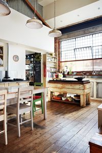 industrial-style kitchen.