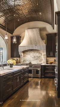 Traditional kitchen with dark wood