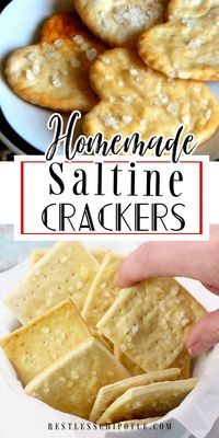 This homemade saltine crackers recipe takes under 30 minutes to make and you only need 5 basic ingredients plus salt! They're buttery, crispy, and absolutely the best!