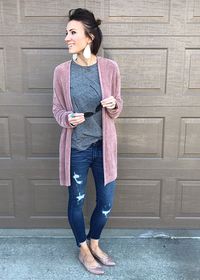 Everyday Style Ideas Early Spring. Includes: cardigan, cute sneakers, distressed denim, graphic tee, leopard flats, military jacket, nude flats, overalls, pleated skirt, sweater, leather earrings, modest fashion, mom fashion.