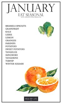 Seasonal Produce Guide for January | ahealthylifeforme.com