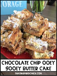 CHOCOLATE CHIP OOEY GOOEY BUTTER CAKE | That Inspired Chick